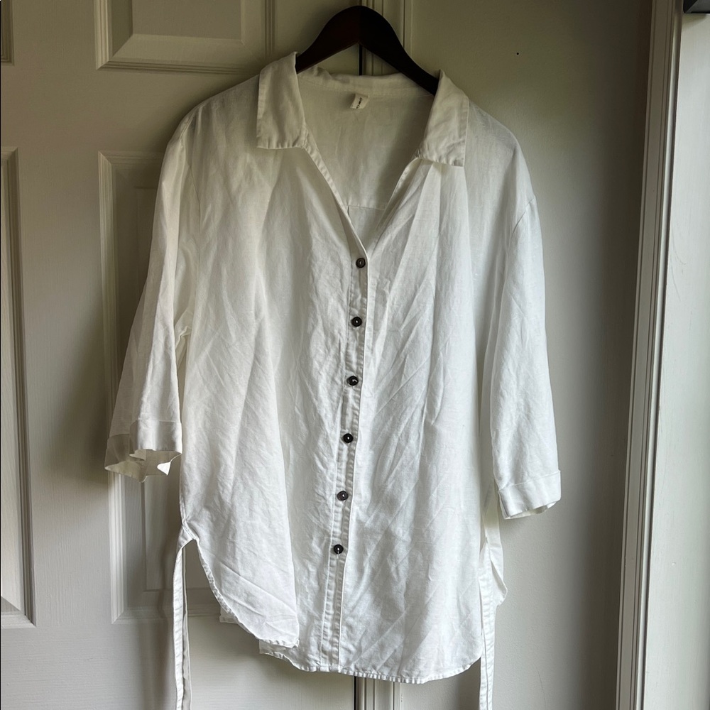 Linen Collared Shirt with tie sides